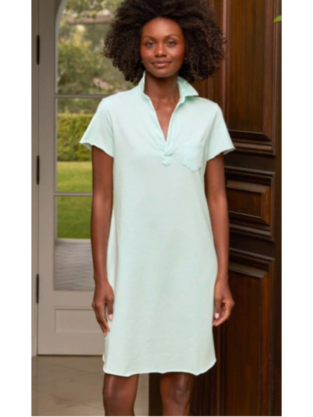 FRANK & EILEEN LAUREN POLO DRESS DEWBERRY MINERAL WASH MINT GREEN SIZE SMALL